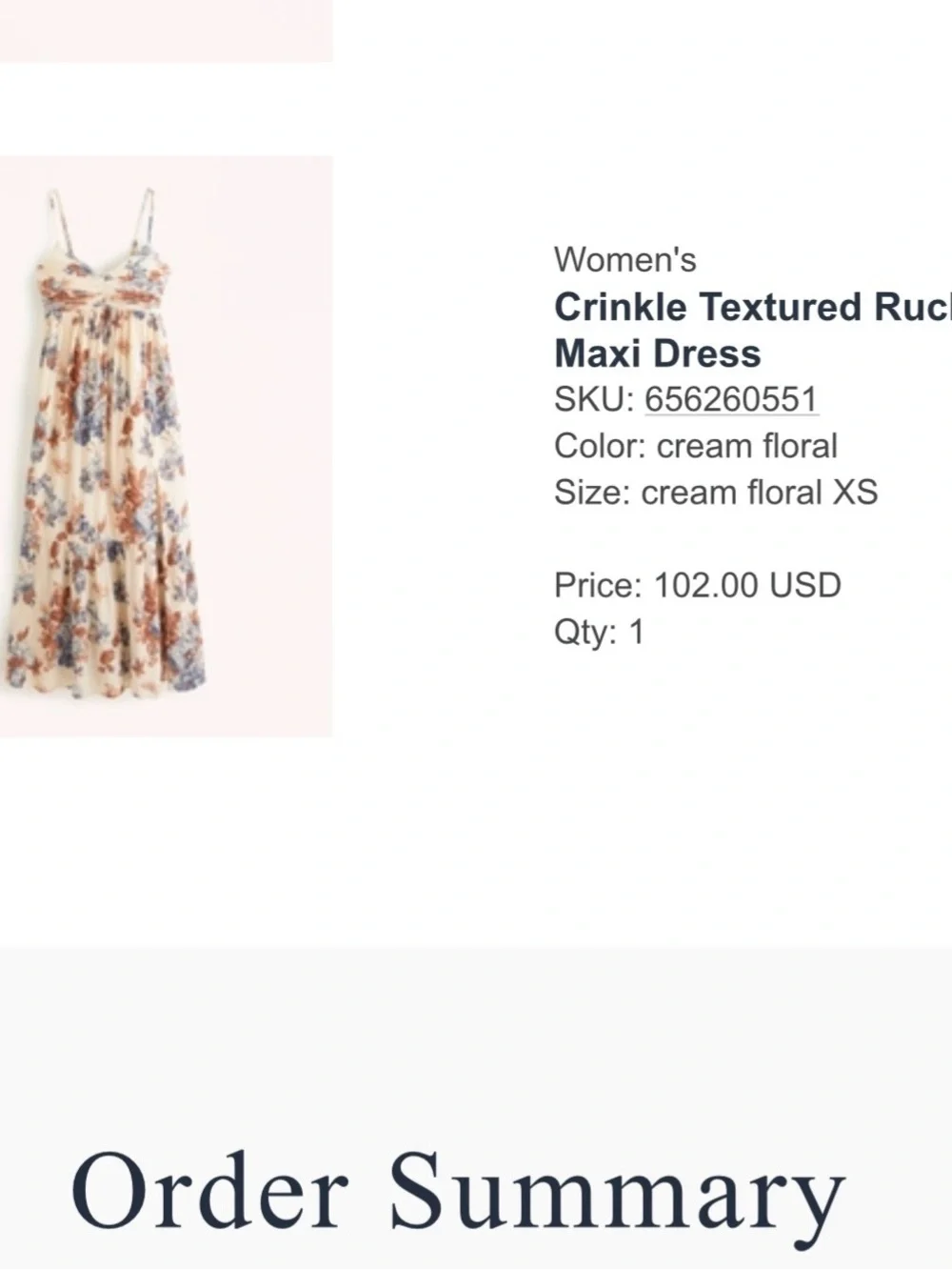 Abercrombie & Fitch Cream Floral Sundress with Blue and Brown Print